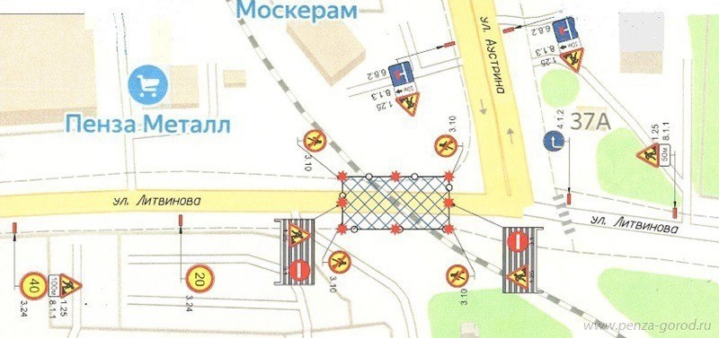Перекрытие улицы Литвинова в Пензе с 25 августа